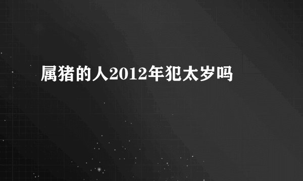 属猪的人2012年犯太岁吗