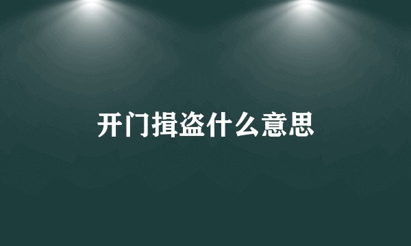 开门揖盗什么意思