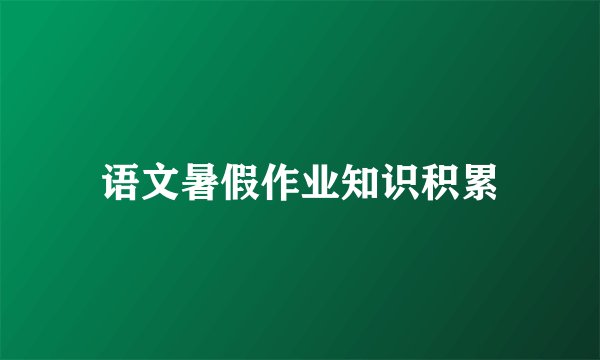 语文暑假作业知识积累