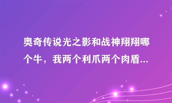 奥奇传说光之影和战神翔翔哪个牛，我两个利爪两个肉盾一个平衡好吗?