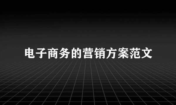 电子商务的营销方案范文