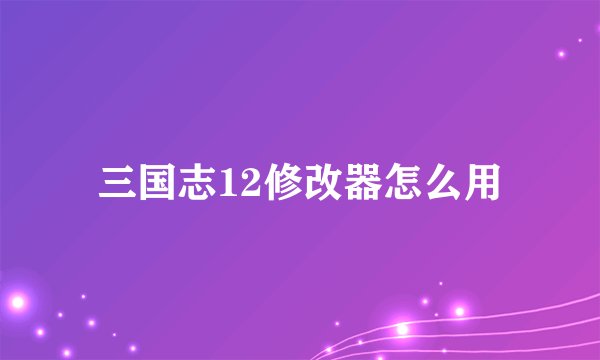 三国志12修改器怎么用