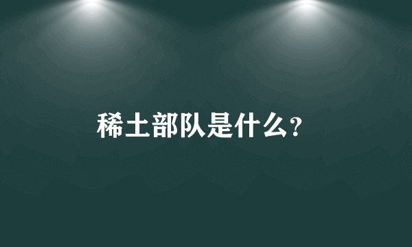 稀土部队是什么?