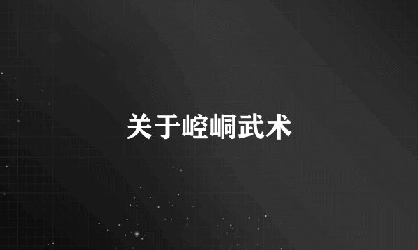 关于崆峒武术