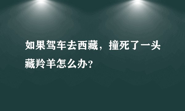如果驾车去西藏,撞死了一头藏羚羊怎么办?