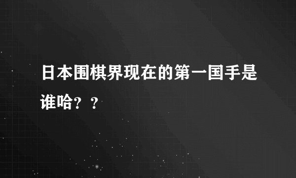 日本围棋界现在的第一国手是谁哈？？