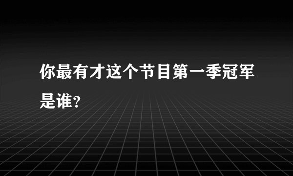 你最有才这个节目第一季冠军是谁？