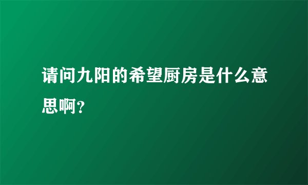 请问九阳的希望厨房是什么意思啊？