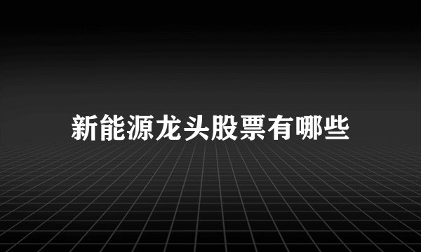 新能源龙头股票有哪些