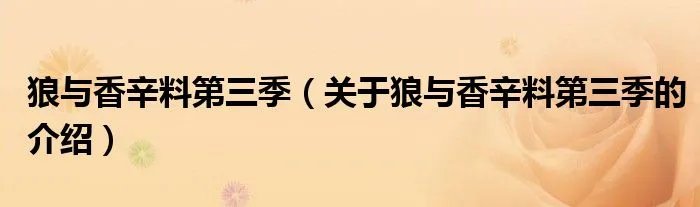 狼与香辛料第三季（关于狼与香辛料第三季的介绍）