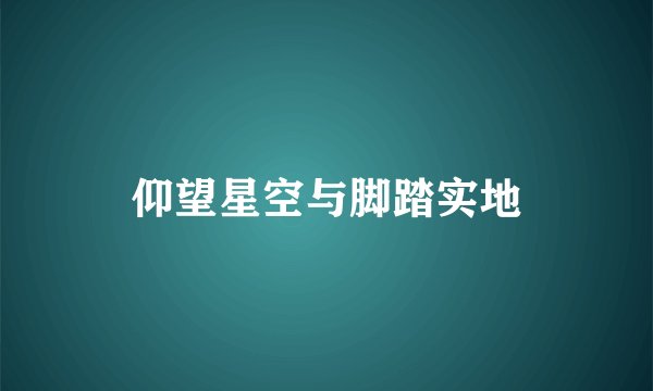 仰望星空与脚踏实地