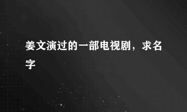 姜文演过的一部电视剧，求名字