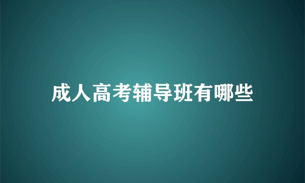 成人高考辅导班有哪些
