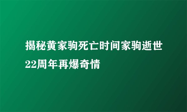 揭秘黄家驹死亡时间家驹逝世22周年再爆奇情