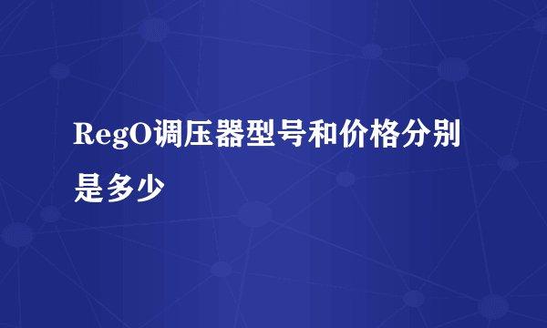 RegO调压器型号和价格分别是多少