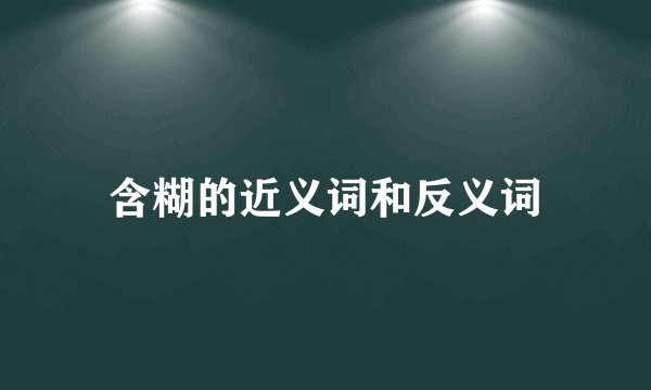 含糊的近义词和反义词