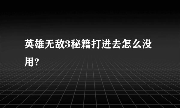 英雄无敌3秘籍打进去怎么没用?