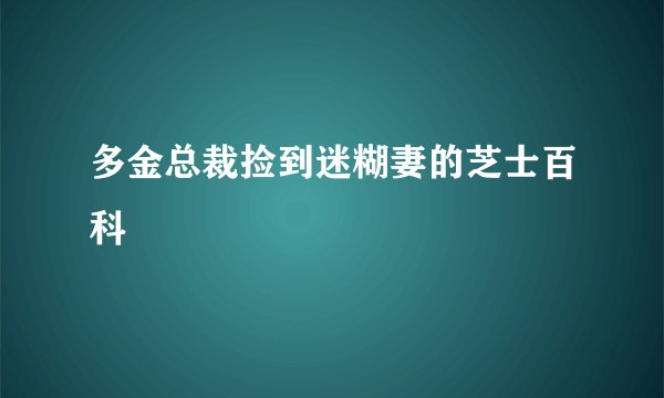 多金总裁捡到迷糊妻的芝士百科