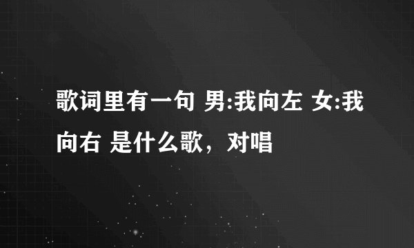 歌词里有一句 男:我向左 女:我向右 是什么歌,对唱