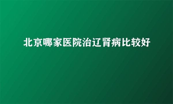 北京哪家医院治辽肾病比较好