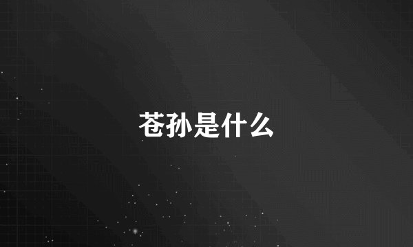 苍孙是什么