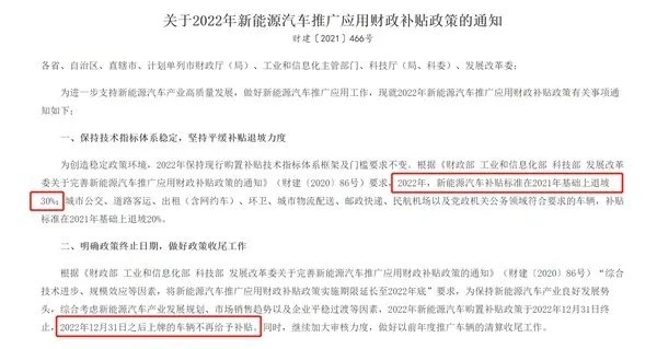 新能源补贴什么时候结束？2022新能源车补贴取消是真的吗