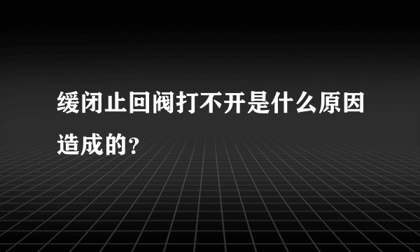 缓闭止回阀打不开是什么原因造成的？