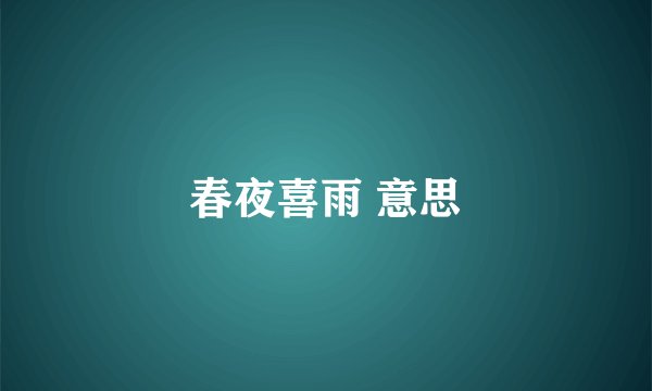 春夜喜雨 意思