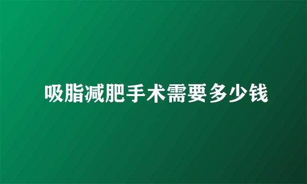 吸脂减肥手术需要多少钱
