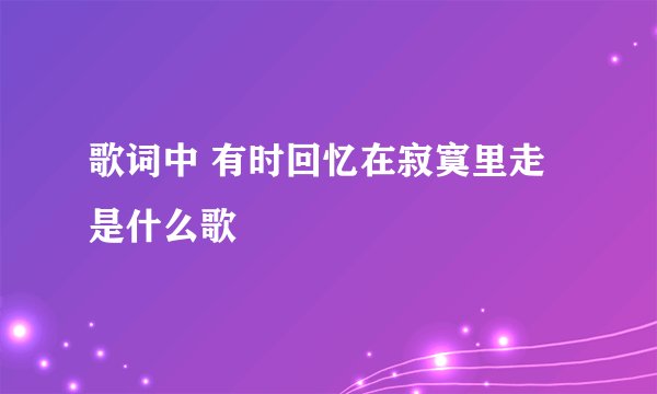 歌词中 有时回忆在寂寞里走是什么歌