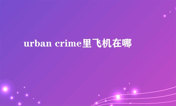 urban crime里飞机在哪