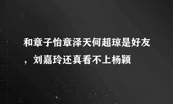 和章子怡章泽天何超琼是好友，刘嘉玲还真看不上杨颖