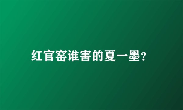 红官窑谁害的夏一墨？