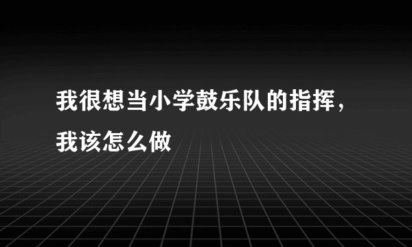 我很想当小学鼓乐队的指挥,我该怎么做