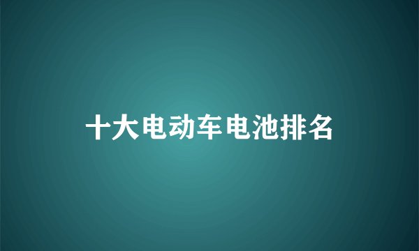 十大电动车电池排名
