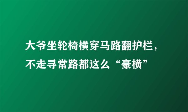 大爷坐轮椅横穿马路翻护栏，不走寻常路都这么“豪横”
