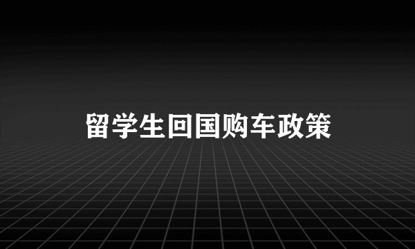 留学生回国购车政策