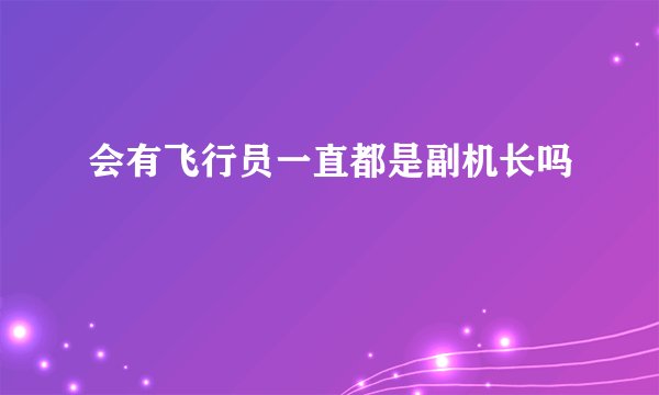 会有飞行员一直都是副机长吗
