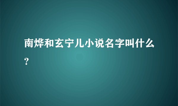 南烨和玄宁儿小说名字叫什么？