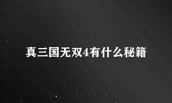 真三国无双4有什么秘籍