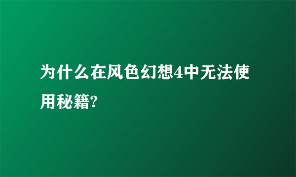 为什么在风色幻想4中无法使用秘籍?