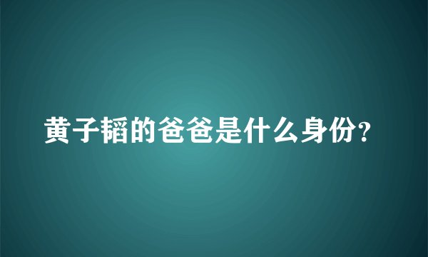 黄子韬的爸爸是什么身份？