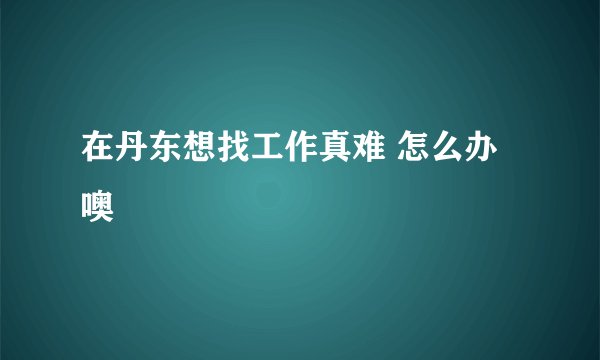 在丹东想找工作真难 怎么办噢