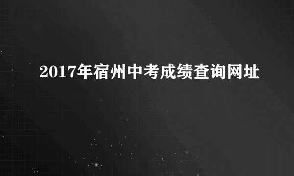 2017年宿州中考成绩查询网址