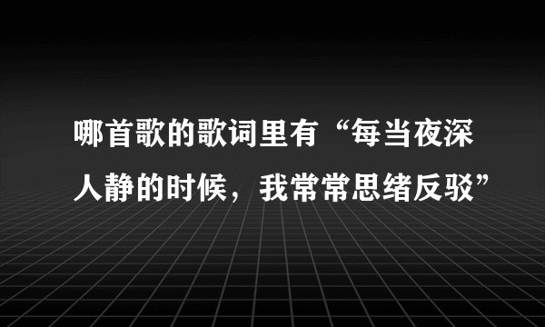 哪首歌的歌词里有“每当夜深人静的时候，我常常思绪反驳”