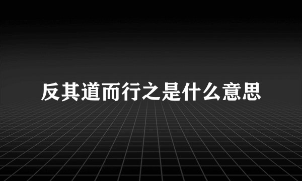 反其道而行之是什么意思