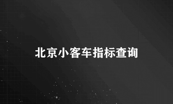 北京小客车指标查询