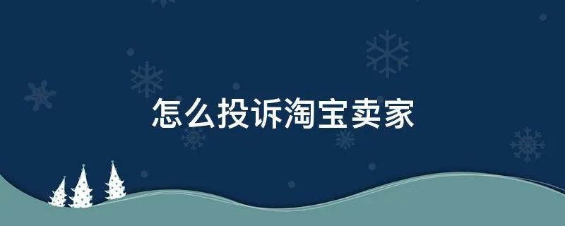 怎么投诉淘宝卖家