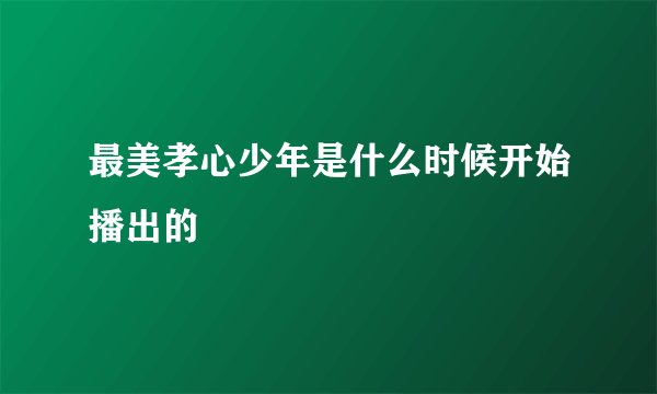 最美孝心少年是什么时候开始播出的