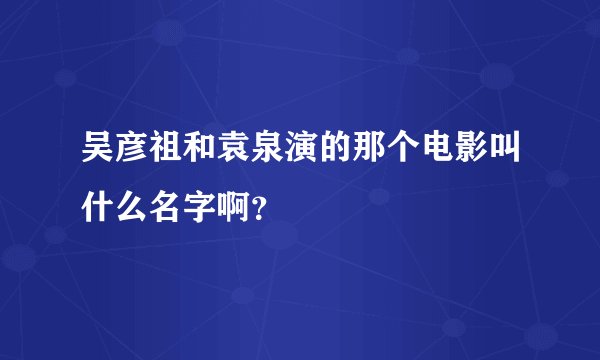 吴彦祖和袁泉演的那个电影叫什么名字啊？